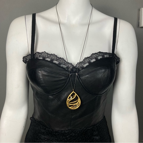 NWT Satya Necklace sun and moon amulet long gold tone large pendant statement - Picture 4 of 12